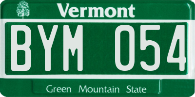 VT license plate BYM054