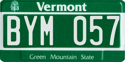 VT license plate BYM057