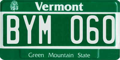 VT license plate BYM060