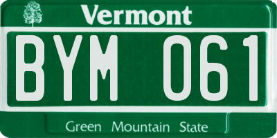 VT license plate BYM061