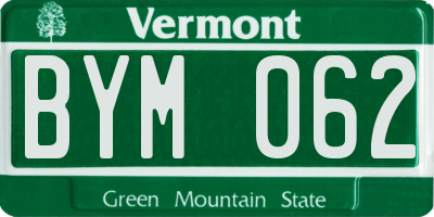 VT license plate BYM062