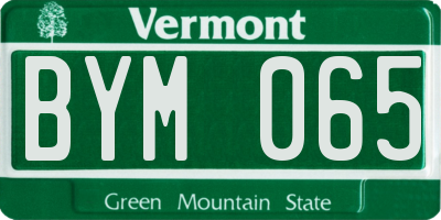 VT license plate BYM065