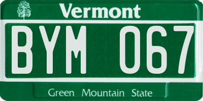 VT license plate BYM067