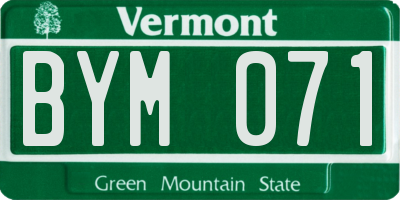 VT license plate BYM071