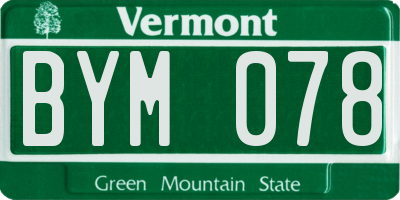 VT license plate BYM078