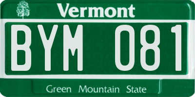 VT license plate BYM081