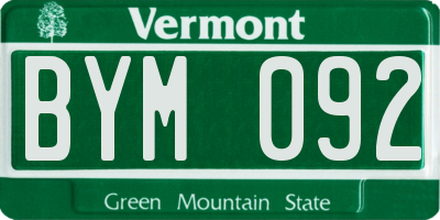 VT license plate BYM092