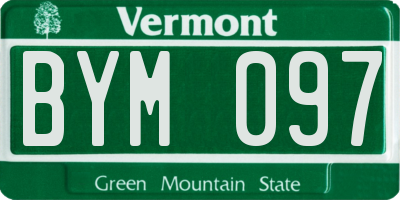 VT license plate BYM097