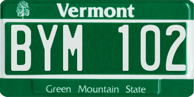VT license plate BYM102