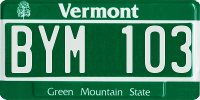 VT license plate BYM103