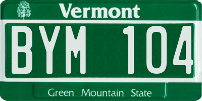 VT license plate BYM104