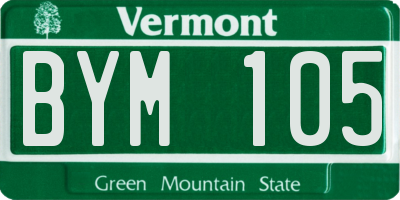 VT license plate BYM105