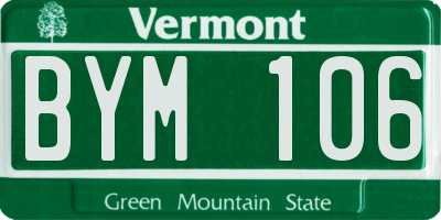 VT license plate BYM106