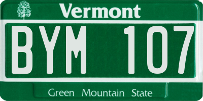 VT license plate BYM107