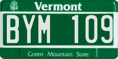 VT license plate BYM109