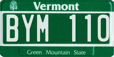 VT license plate BYM110