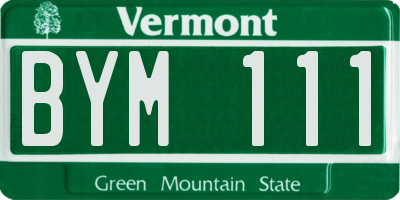 VT license plate BYM111