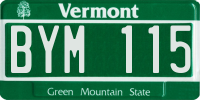 VT license plate BYM115