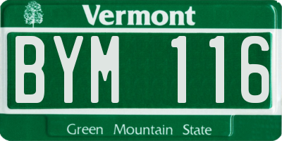 VT license plate BYM116