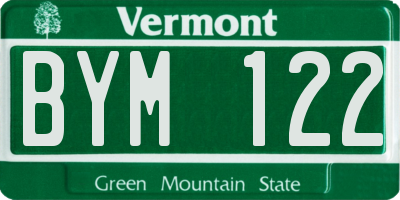 VT license plate BYM122