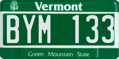 VT license plate BYM133