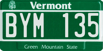 VT license plate BYM135