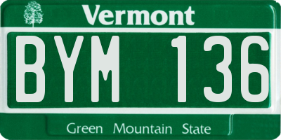 VT license plate BYM136