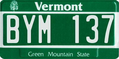 VT license plate BYM137