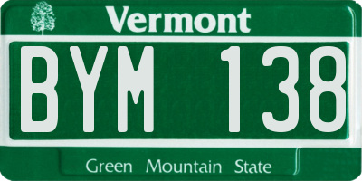 VT license plate BYM138