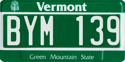 VT license plate BYM139