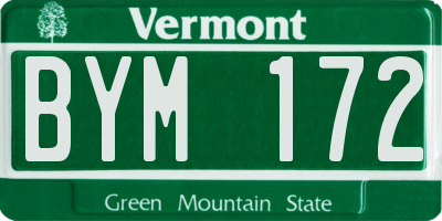 VT license plate BYM172