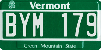 VT license plate BYM179