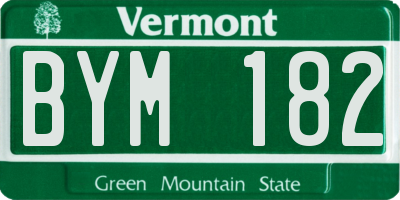 VT license plate BYM182