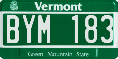 VT license plate BYM183