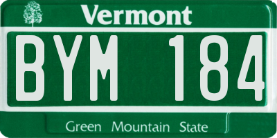 VT license plate BYM184