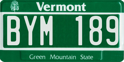 VT license plate BYM189