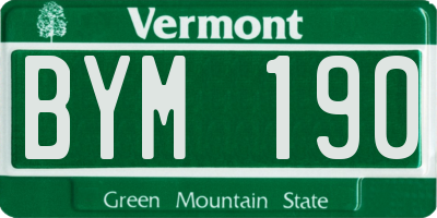 VT license plate BYM190