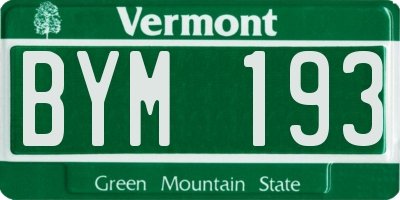VT license plate BYM193