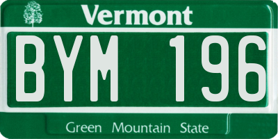 VT license plate BYM196
