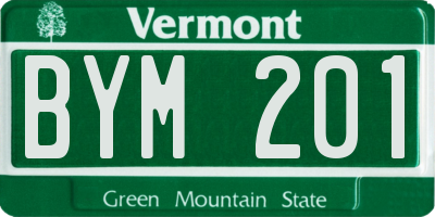 VT license plate BYM201