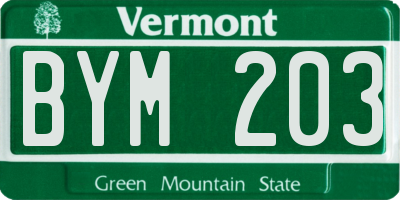 VT license plate BYM203