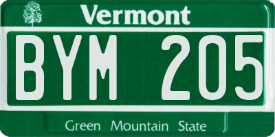 VT license plate BYM205