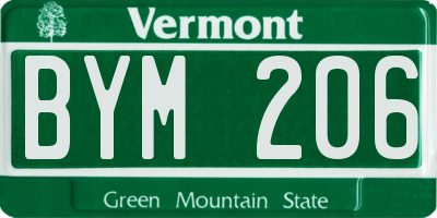 VT license plate BYM206