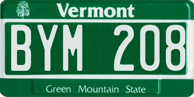 VT license plate BYM208