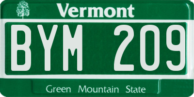 VT license plate BYM209