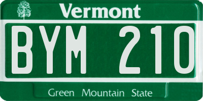 VT license plate BYM210