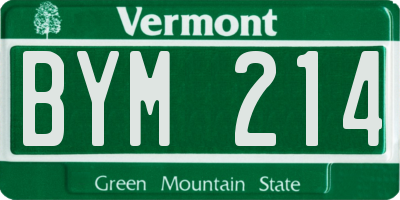 VT license plate BYM214