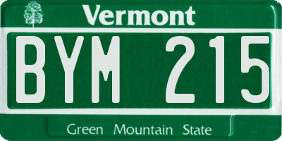 VT license plate BYM215