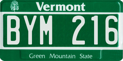 VT license plate BYM216