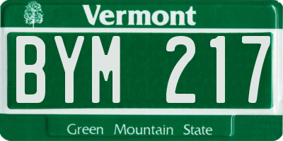 VT license plate BYM217